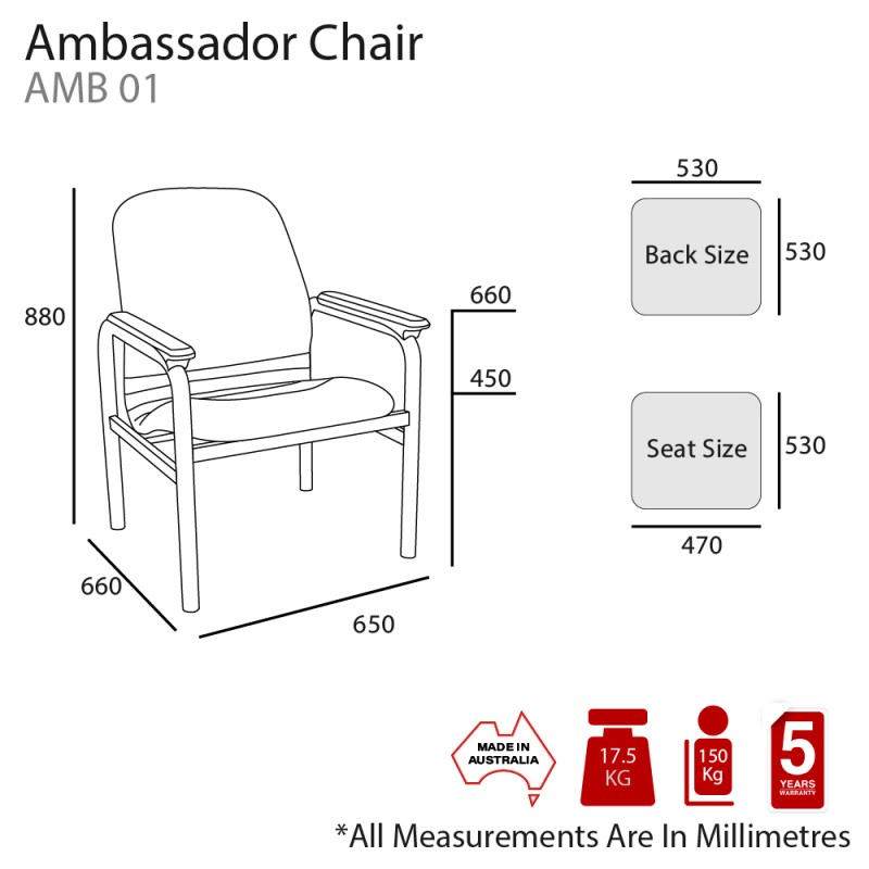 Ambassador Single Arm Chair with Castors
